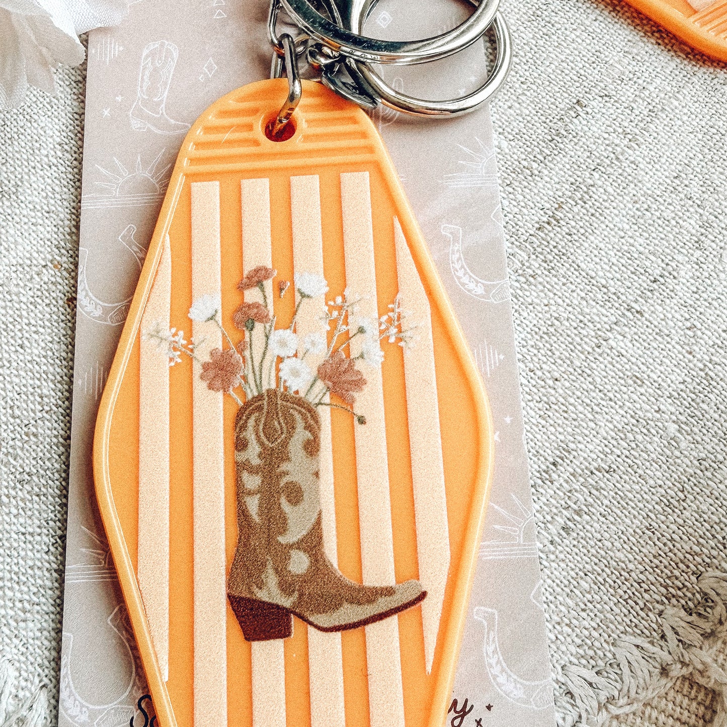 Floral Cowboy Boot Motel Keychain