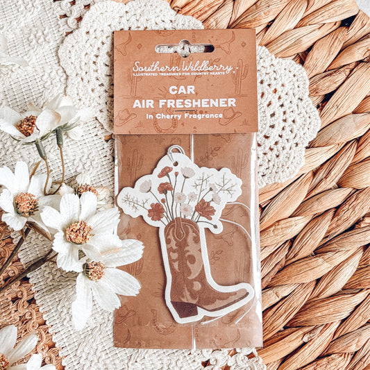 Western Cowboy Boot And Flowers Car Air Freshener