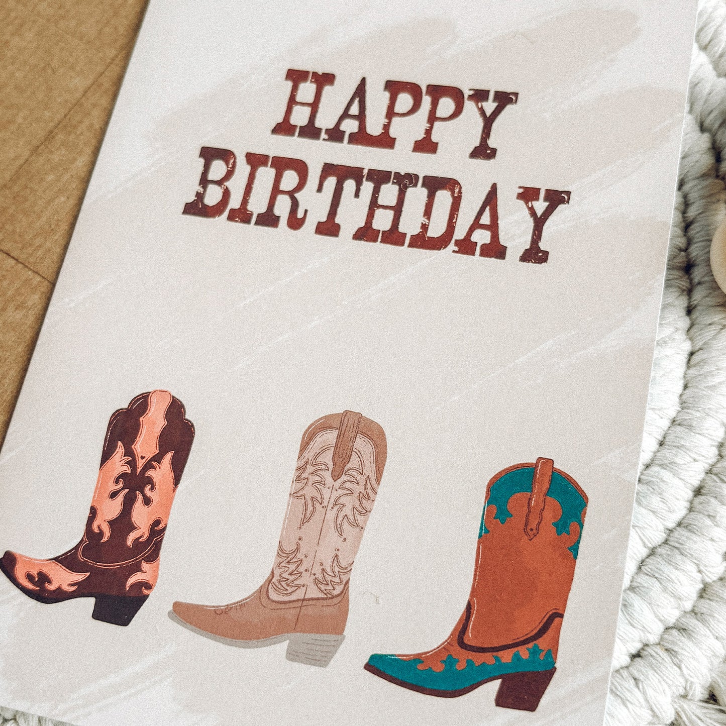 Happy Birthday Cowboy Boots Greetings Card