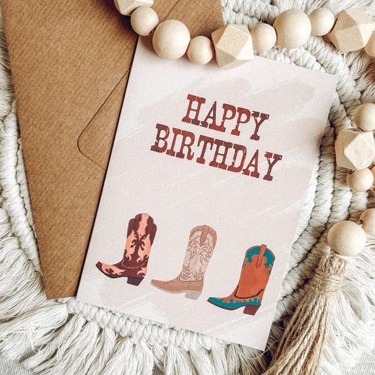 Happy Birthday Cowboy Boots Greetings Card