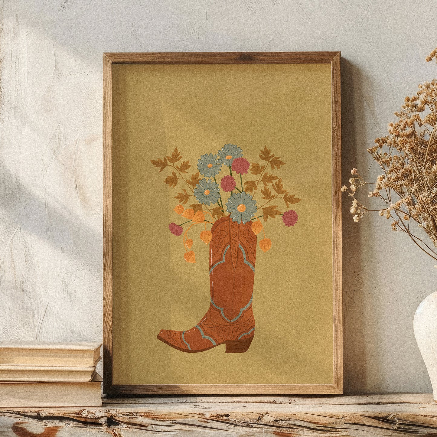 Cowboy Boots Of Gold Print
