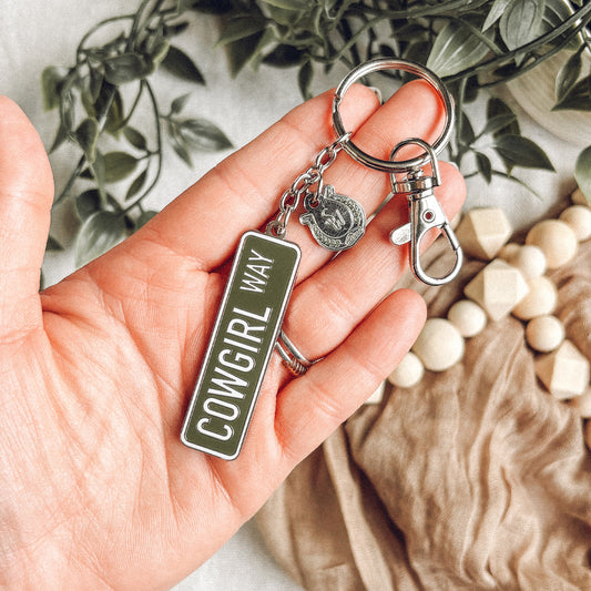 Cowgirl Way Enamel Keyring