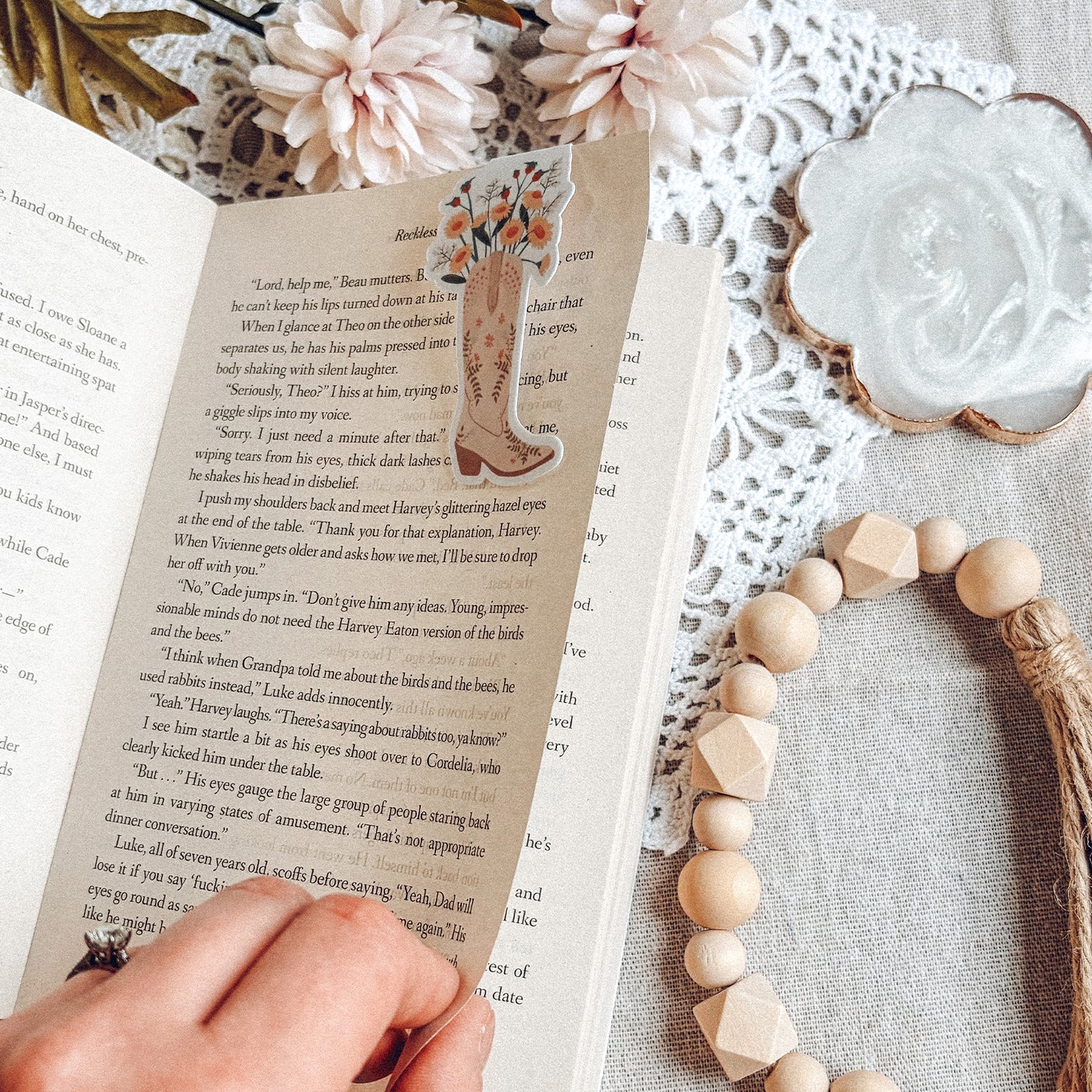 Floral Cowboy Boot Magnetic Bookmark
