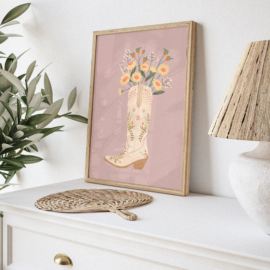 Cowboy Boots and Wildflowers Print