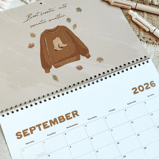 PERFECTLY FLAWED / SECONDS Wall Hanging Calendar 2026