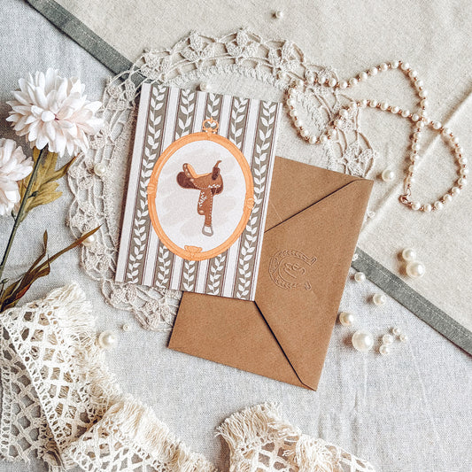 The Working Saddle Greetings Card