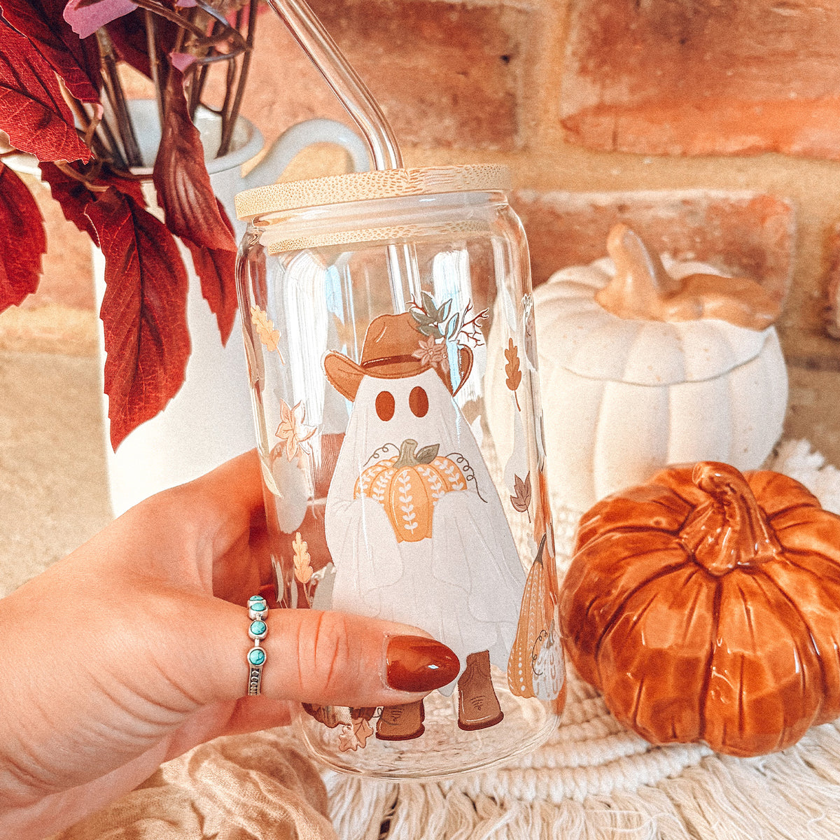BuckaBoo At The Pumpkin Patch Glass Tumbler