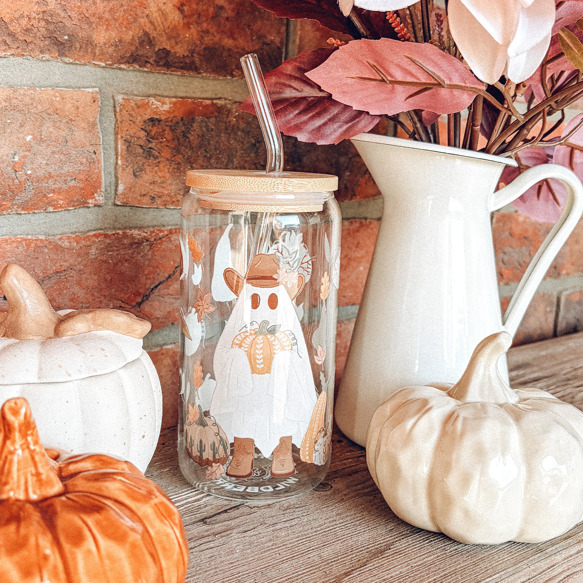 BuckaBoo At The Pumpkin Patch Glass Tumbler