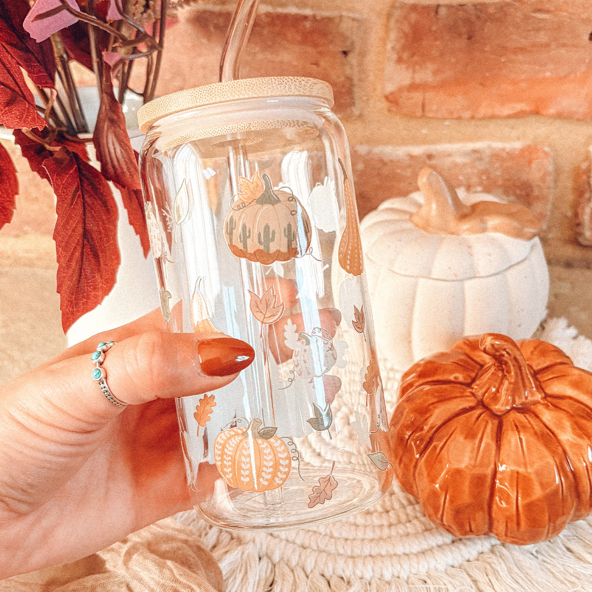 BuckaBoo At The Pumpkin Patch Glass Tumbler
