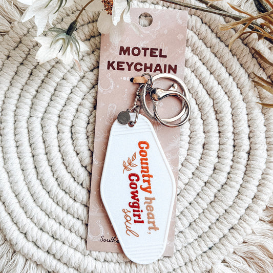 Country Heart Cowgirl Soul Motel Keychain