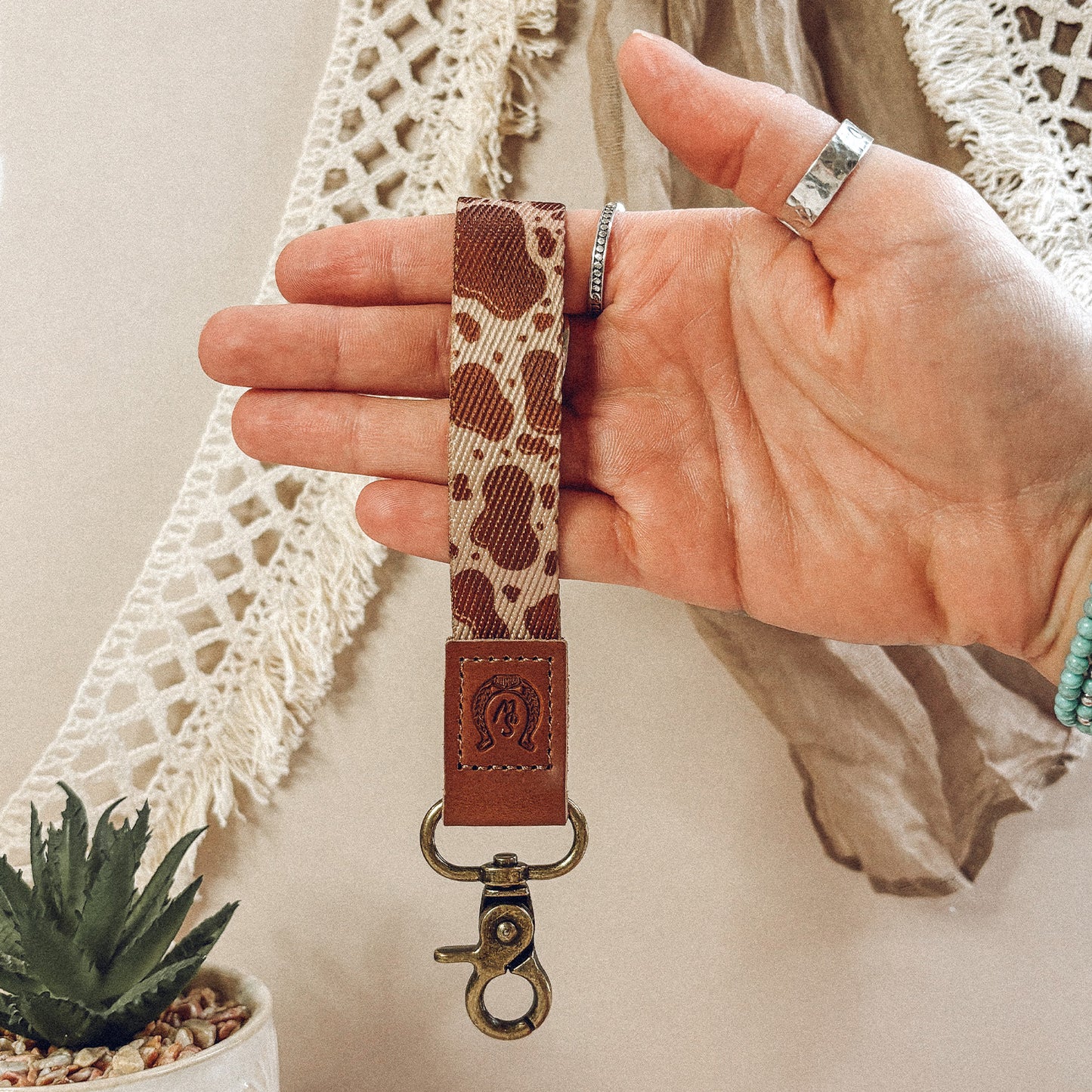 Cow Print Keychain Loop