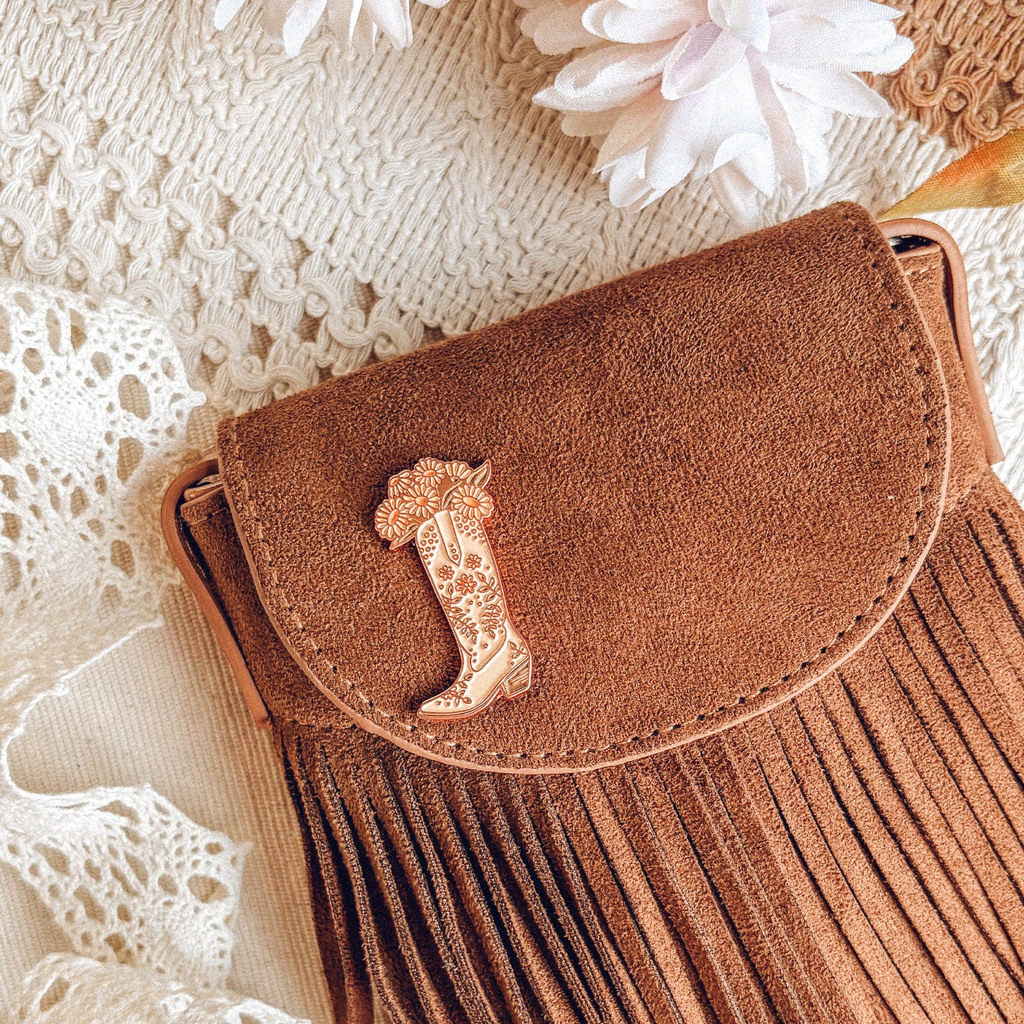 Wildflower Cowboy Boot Enamel Pin Badge