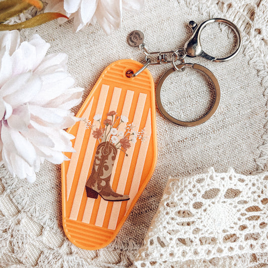 Floral Cowboy Boot Motel Keychain