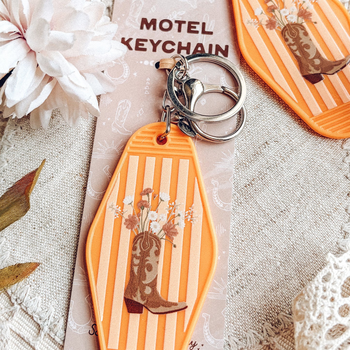 Floral Cowboy Boot Motel Keychain