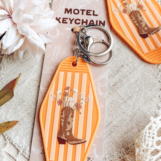 Floral Cowboy Boot Motel Keychain