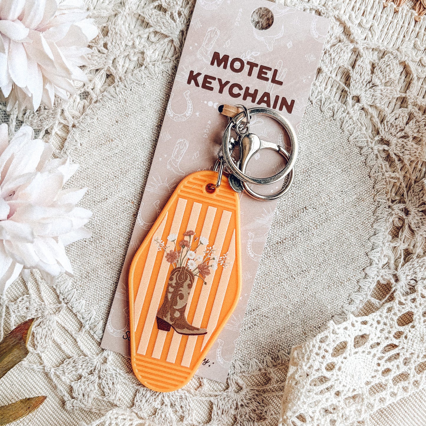 Floral Cowboy Boot Motel Keychain