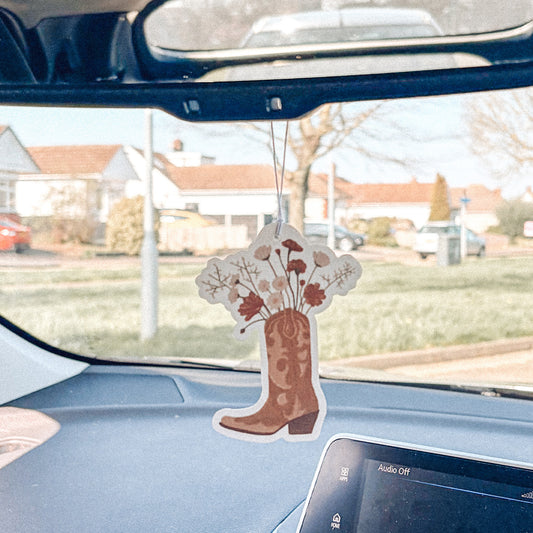Western Cowboy Boot And Flowers Car Air Freshener