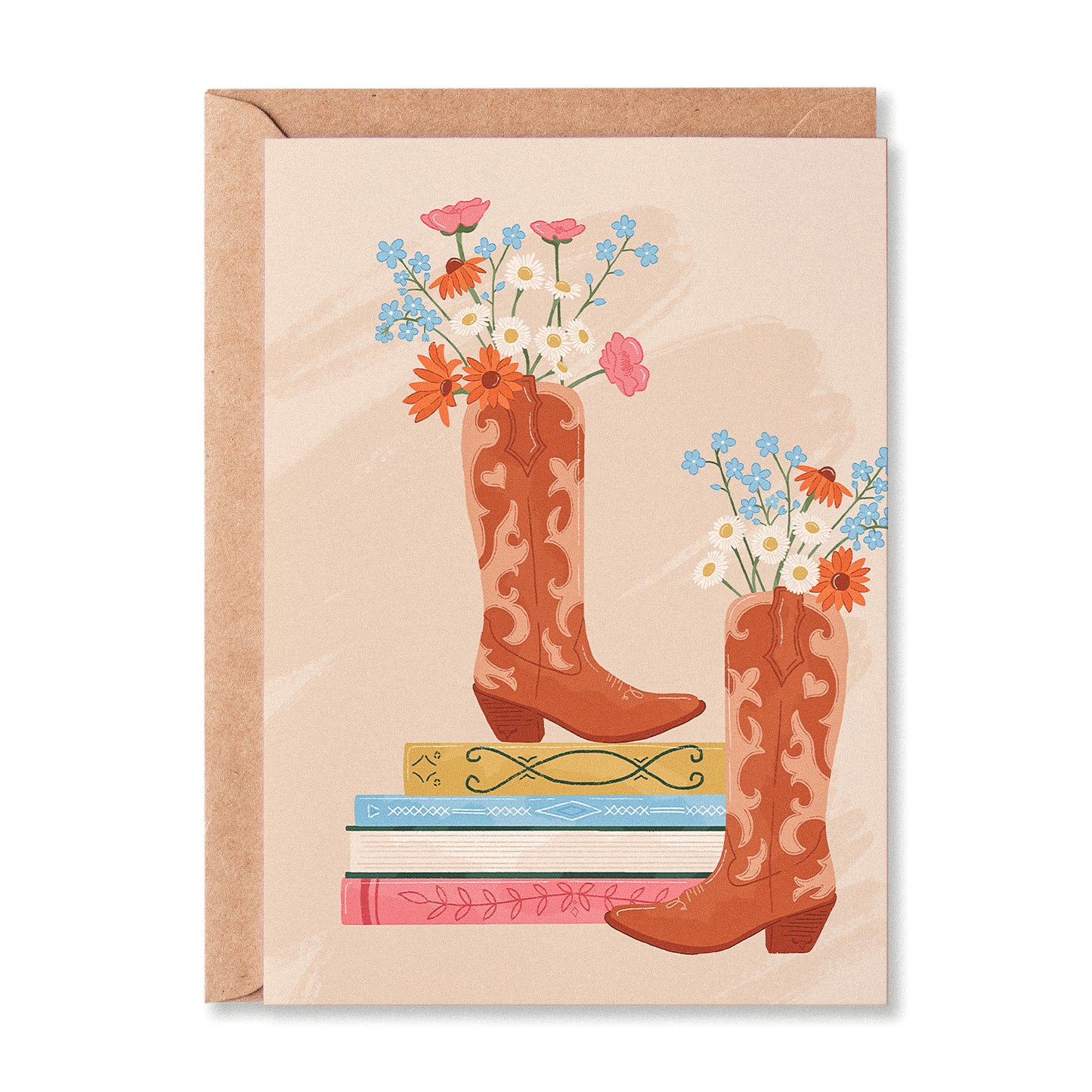 Cowboy Boots and Books Greetings Card