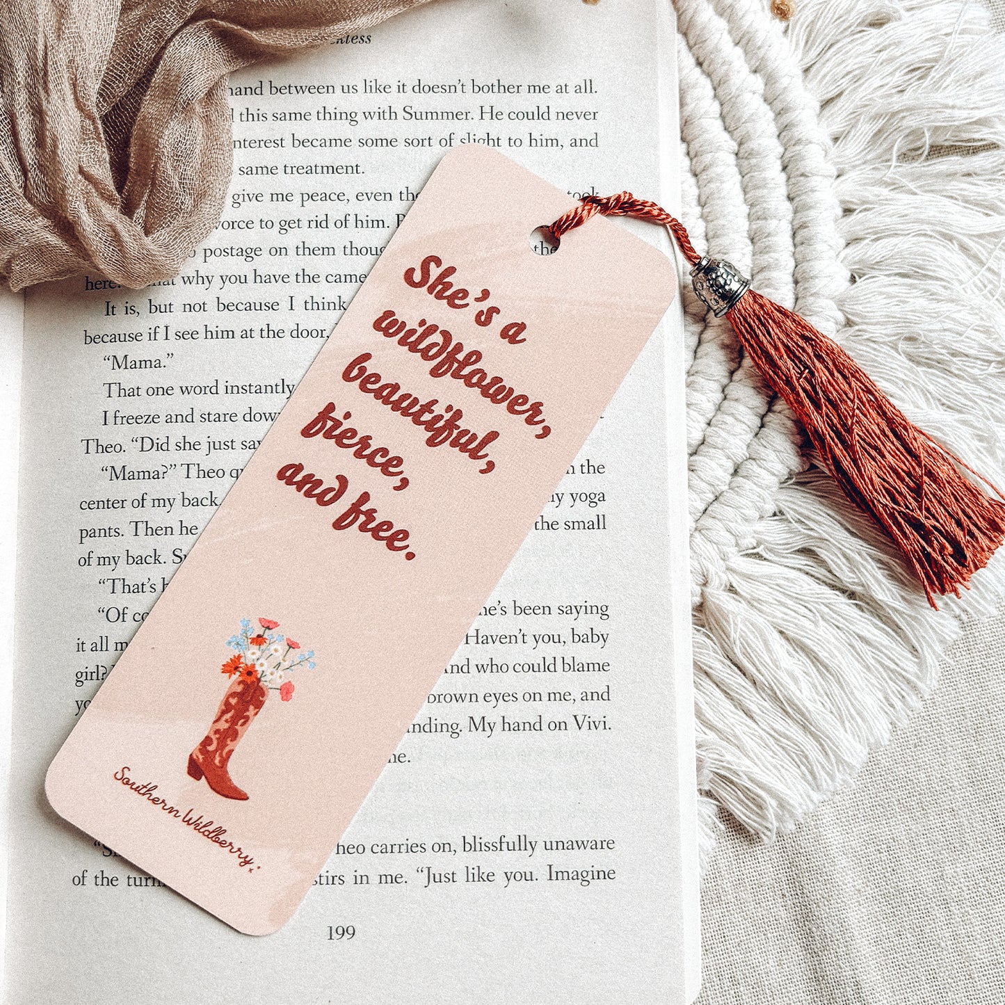 Cowboy Boots And Wildflowers Tassel Bookmark