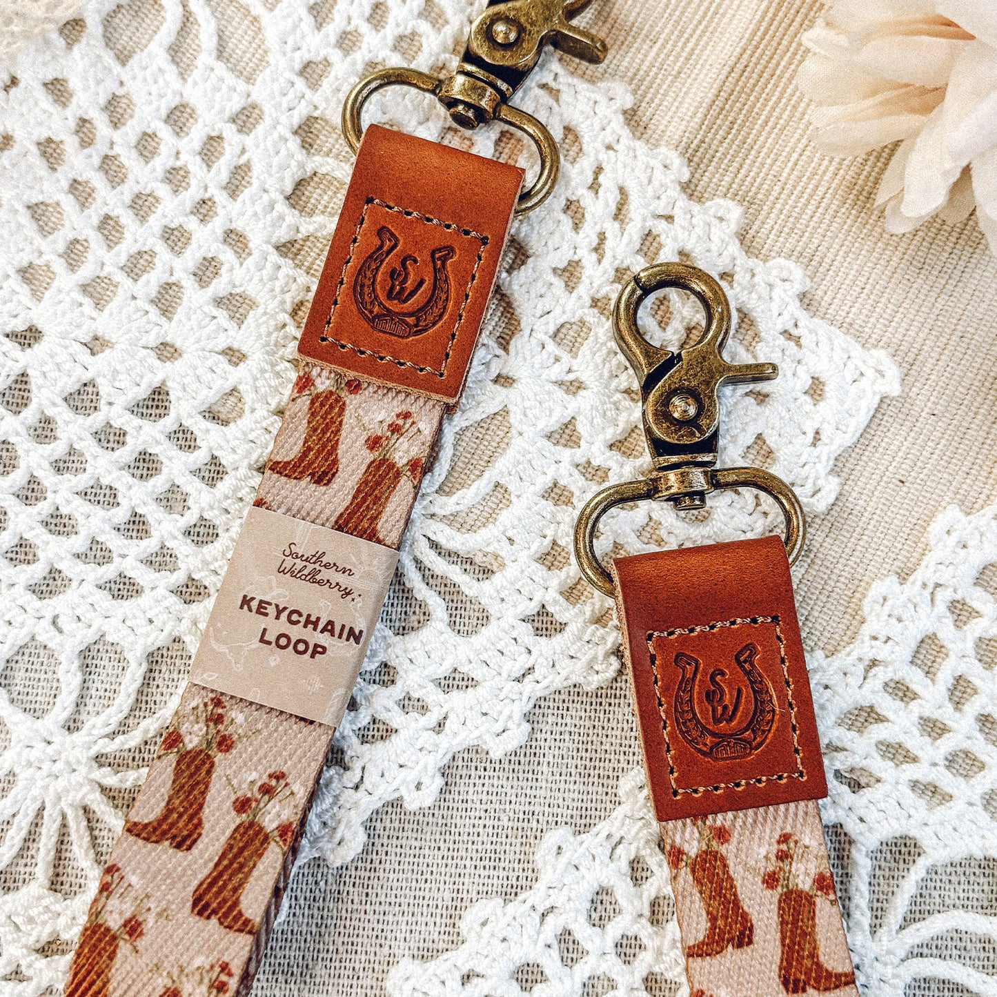 Cowboy Boots And Flowers Keychain Loop