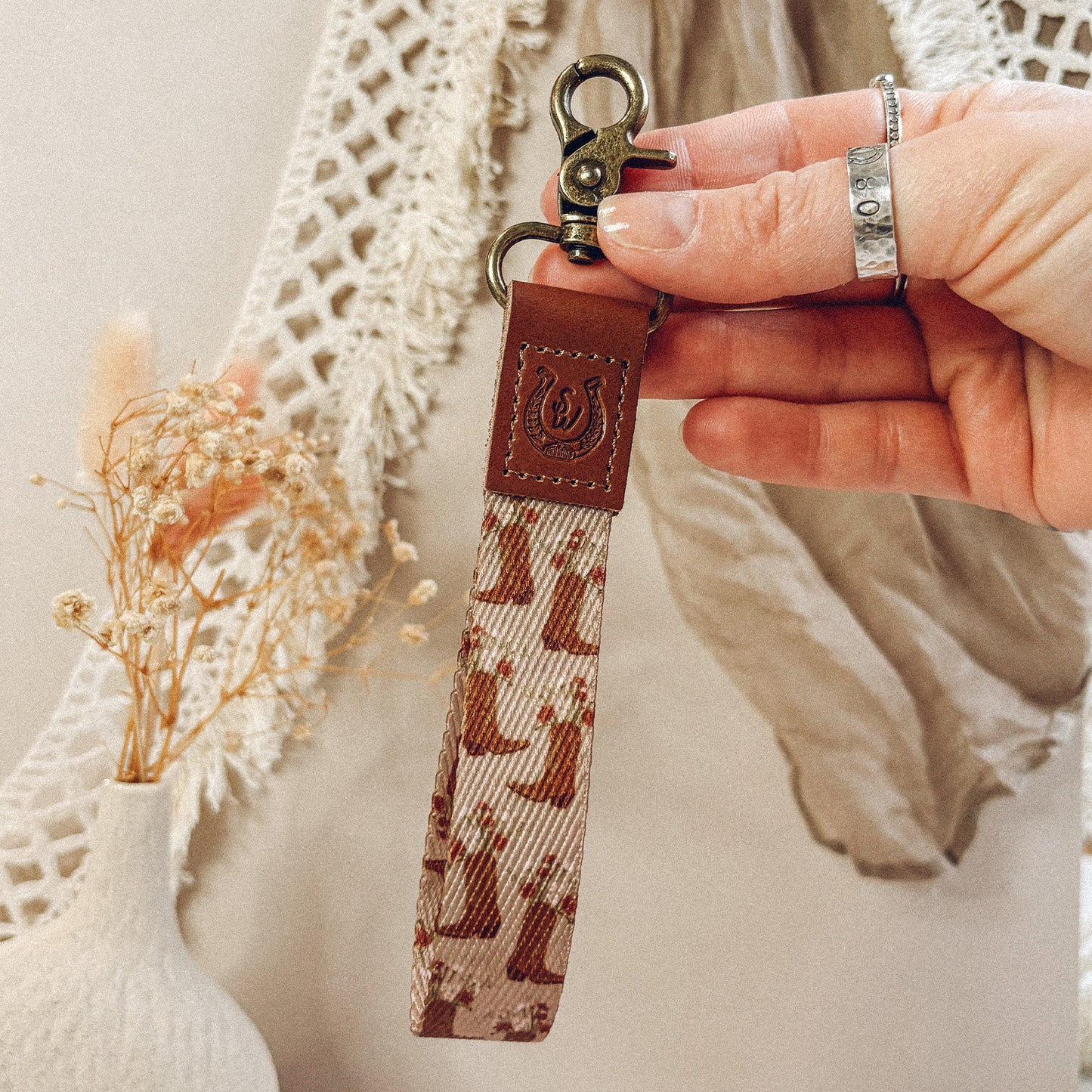 Cowboy Boots And Flowers Keychain Loop