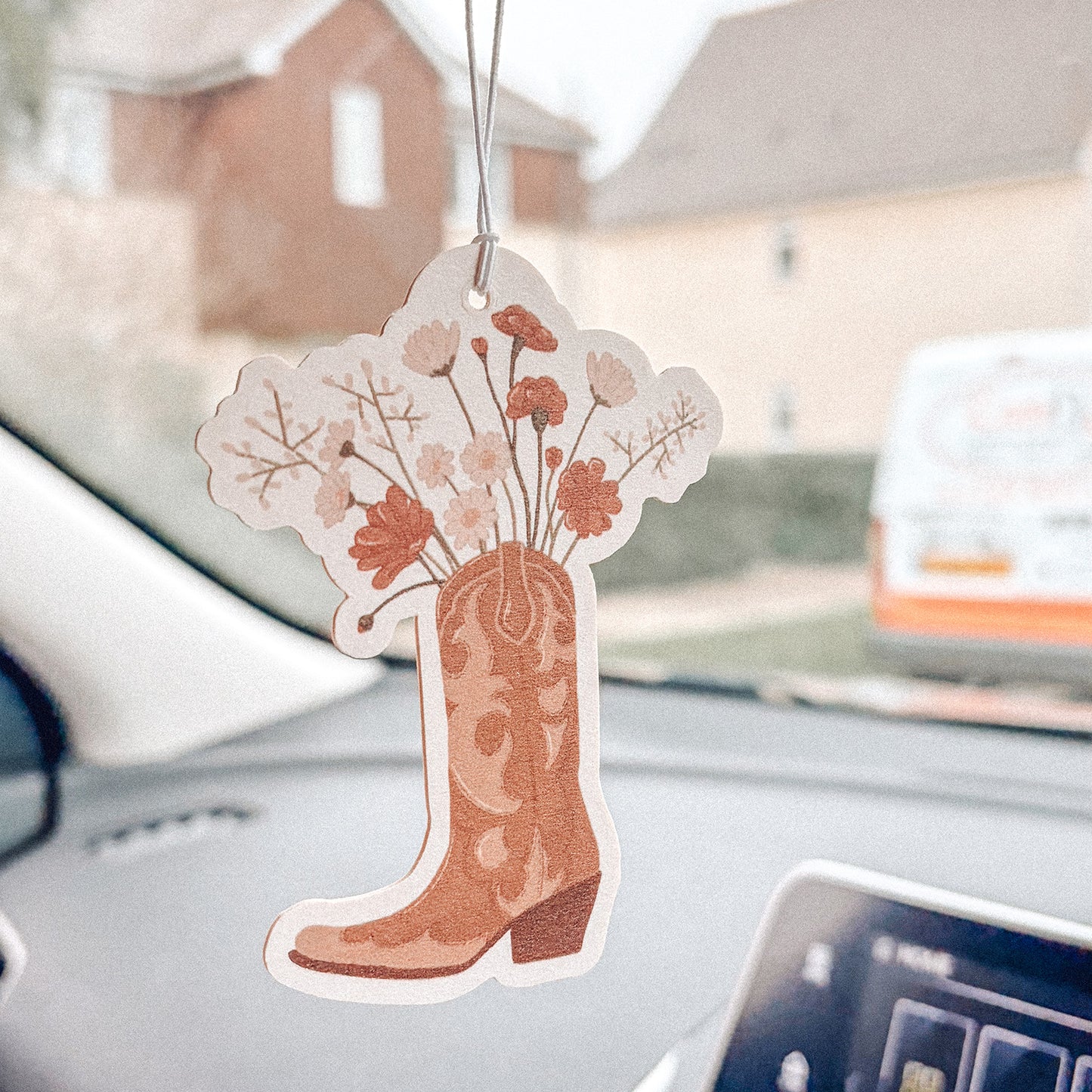 Western Cowboy Boot And Flowers Car Air Freshener