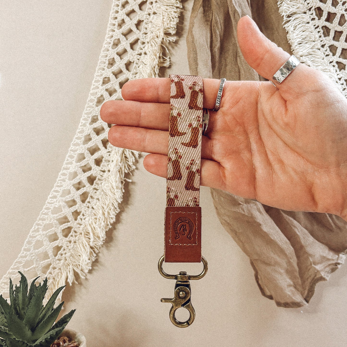 Cowboy Boots And Flowers Keychain Loop
