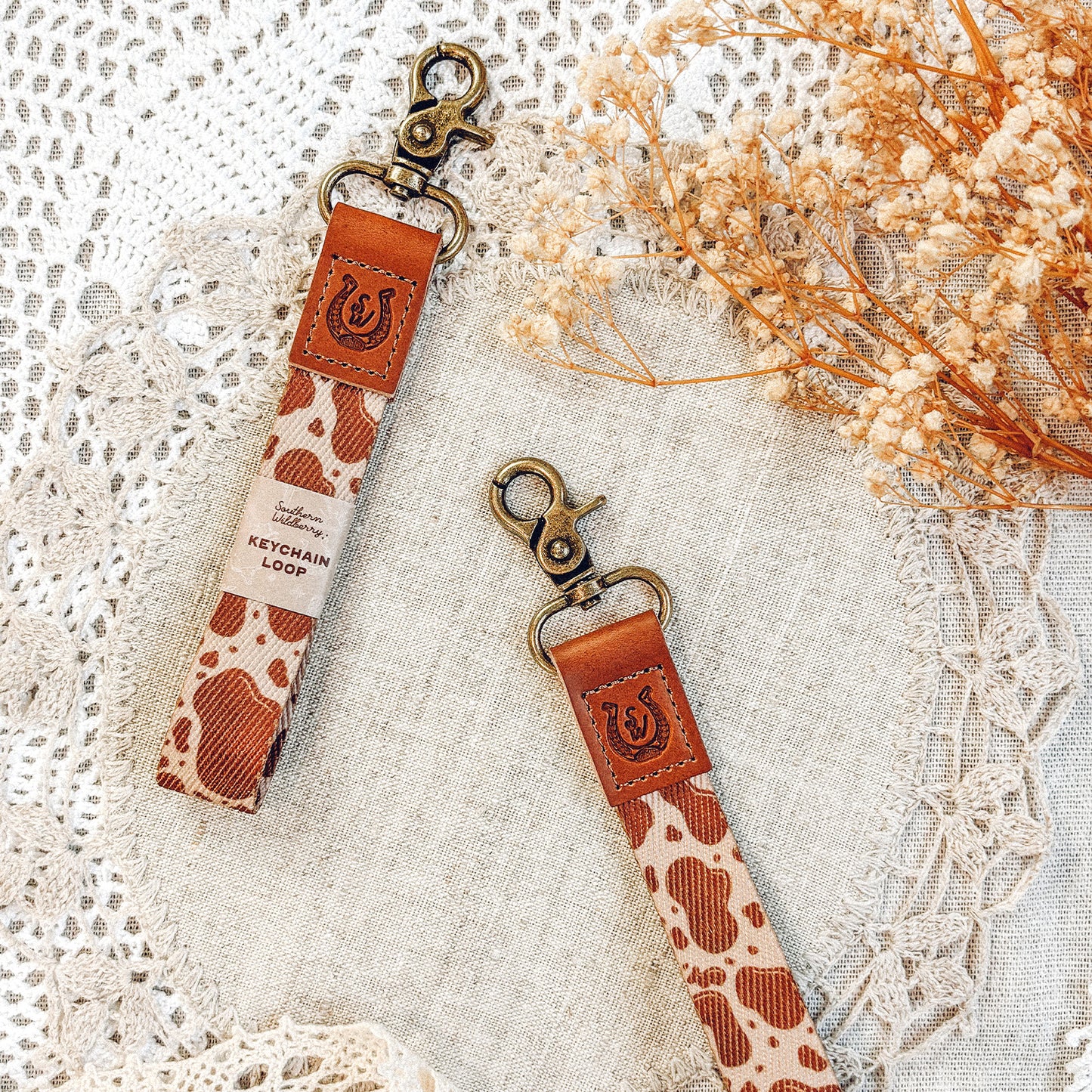 Cow Print Keychain Loop