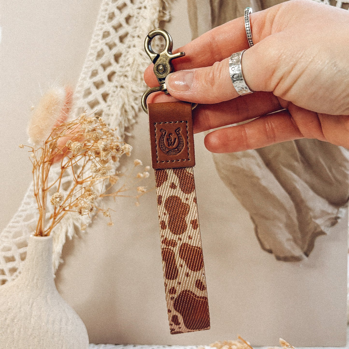 Cow Print Keychain Loop