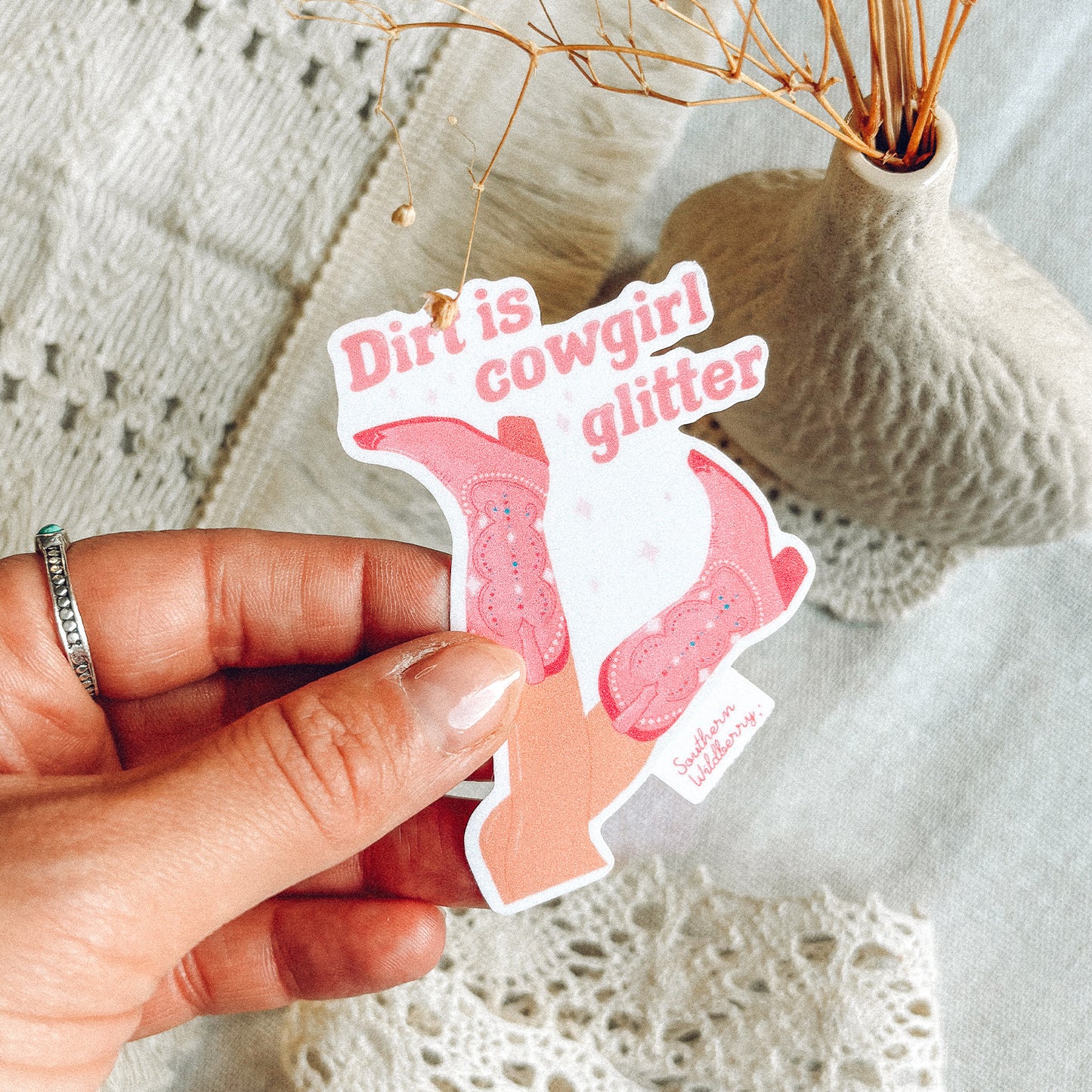 Dirt Is Cowgirl Glitter Sticker