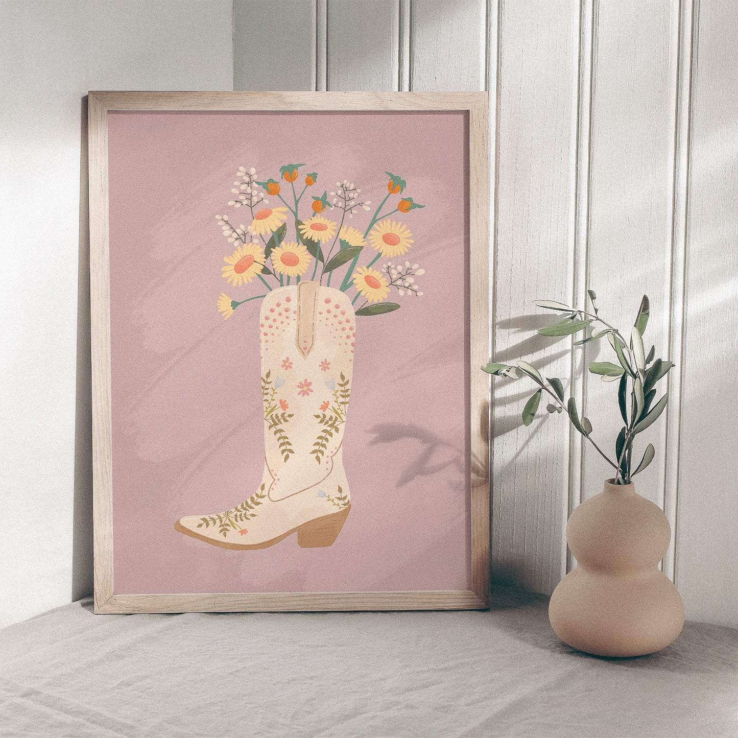 Cowboy Boots and Wildflowers Print