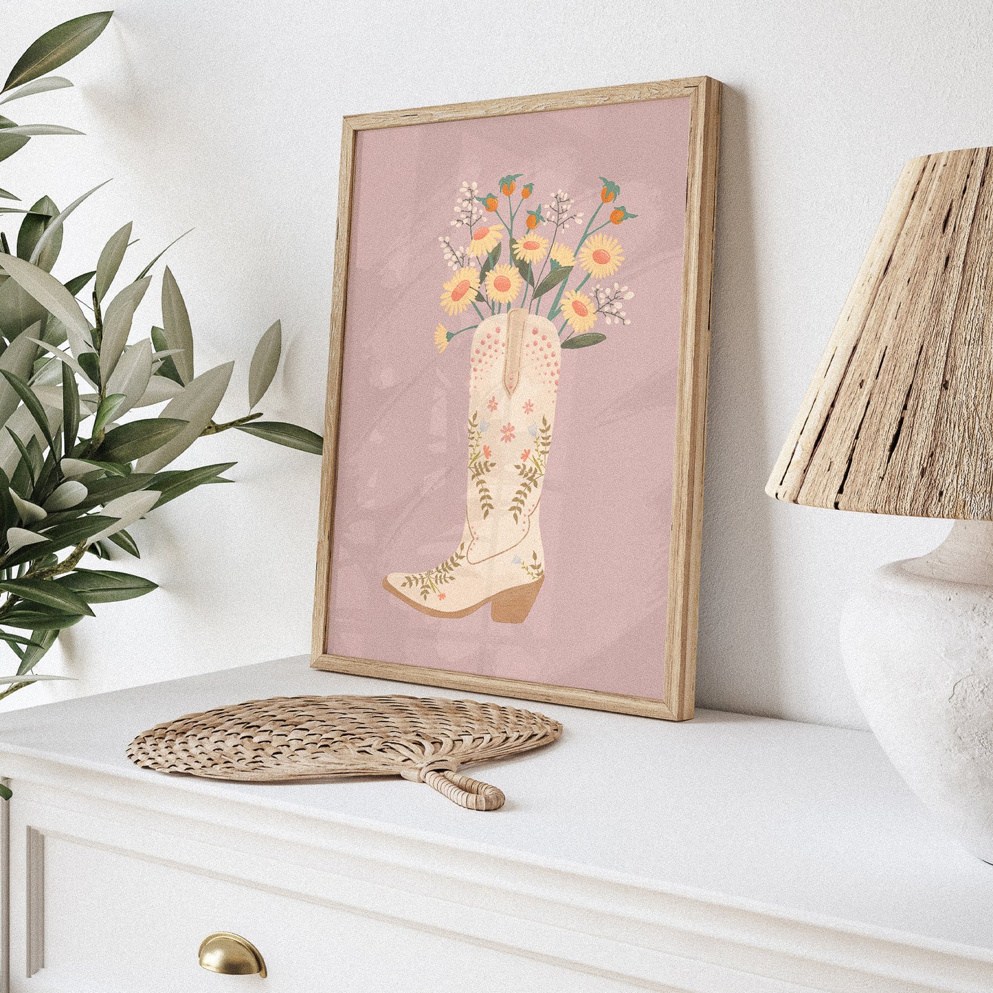 Cowboy Boots and Wildflowers Print