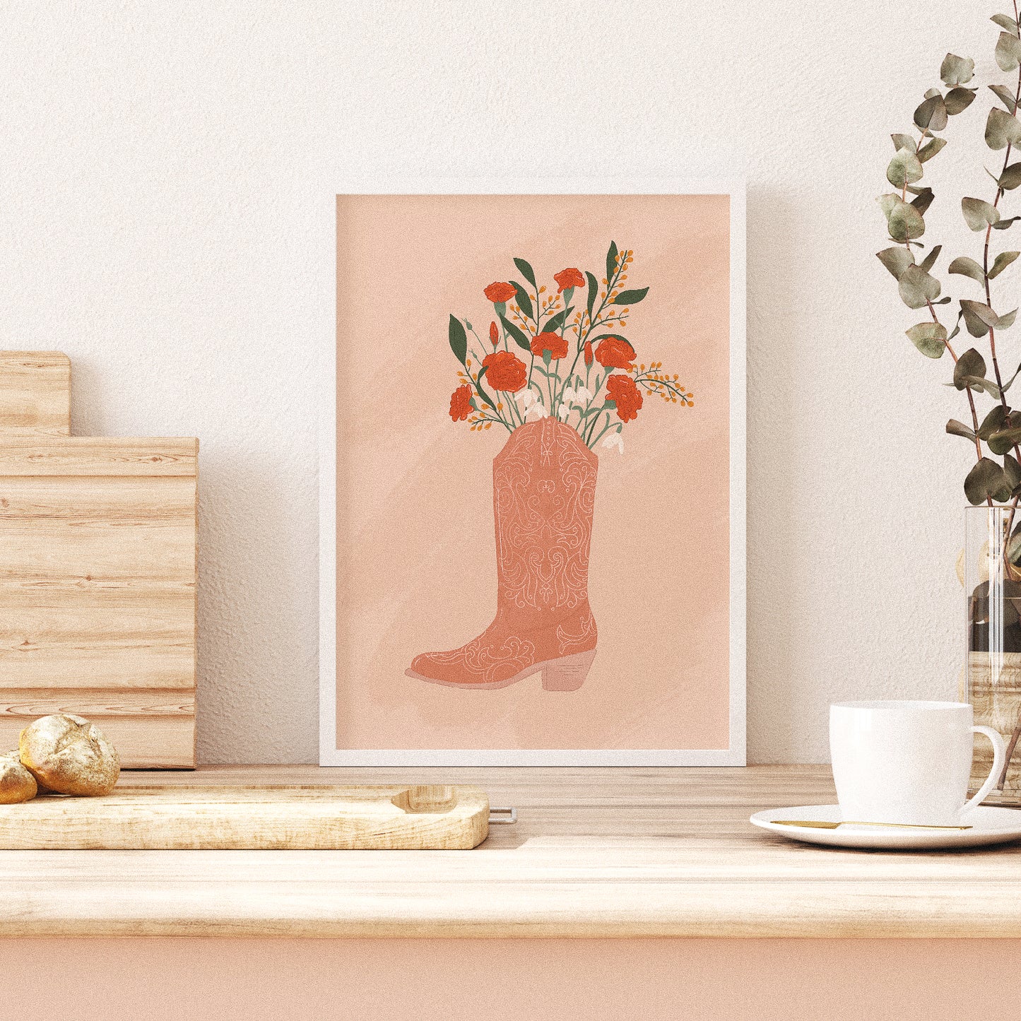 Foliage Cowboy Boots Print