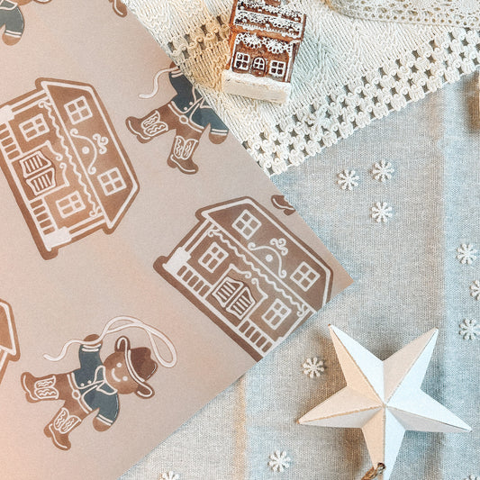 Gingerbread Ranch Wrapping Paper Sheets