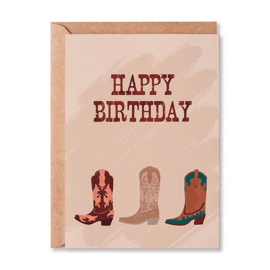 Happy Birthday Cowboy Boots Greetings Card