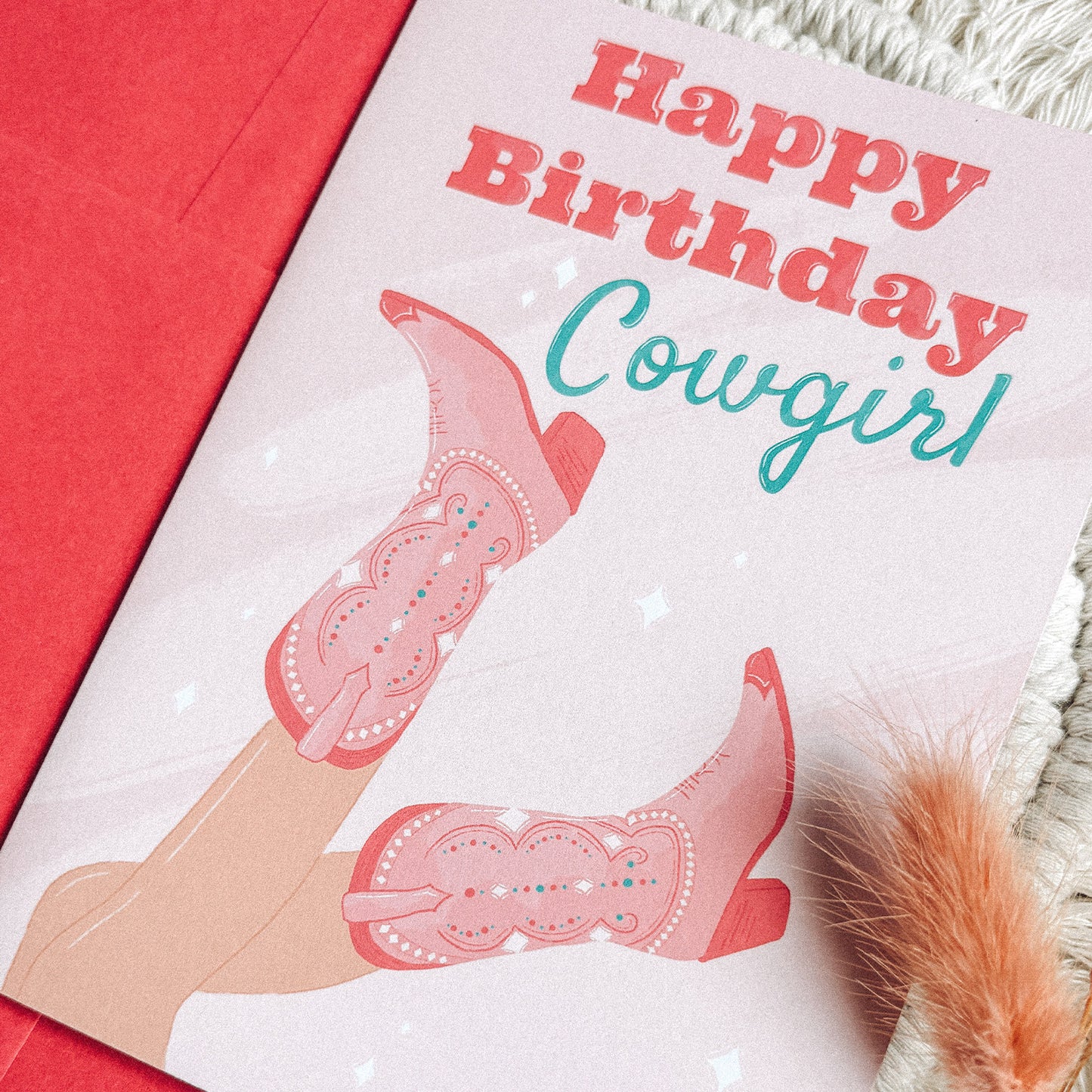 Pink Happy Birthday Cowgirl Greetings Card