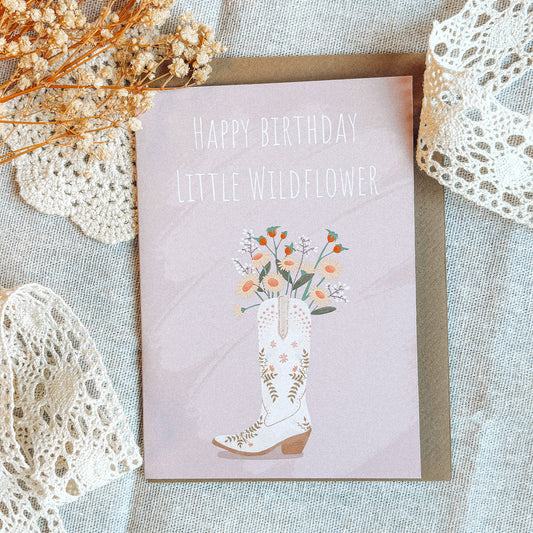 Happy Birthday Little Wildflower Greetings Card