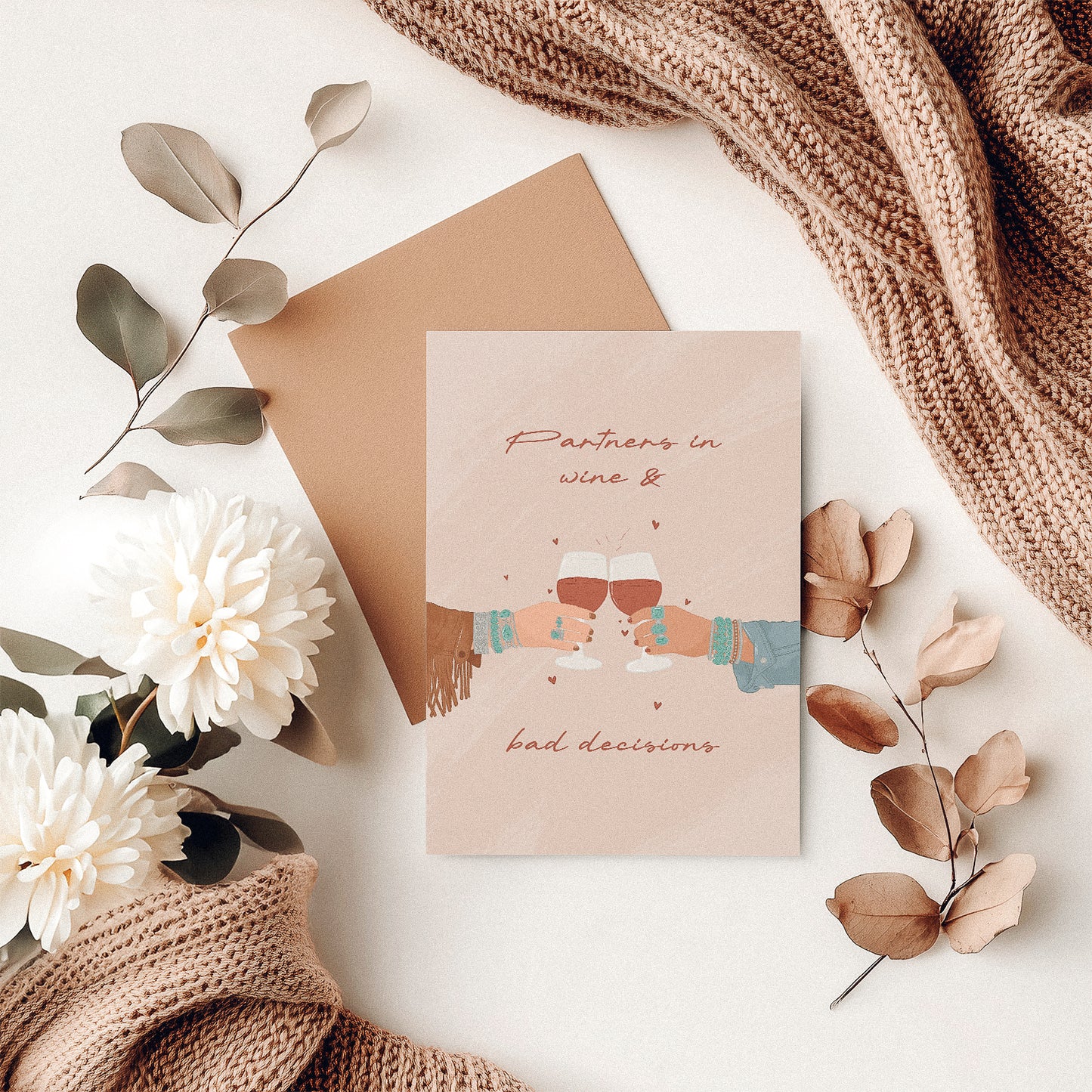 Partners In Wine And Bad Decisions Greetings Card