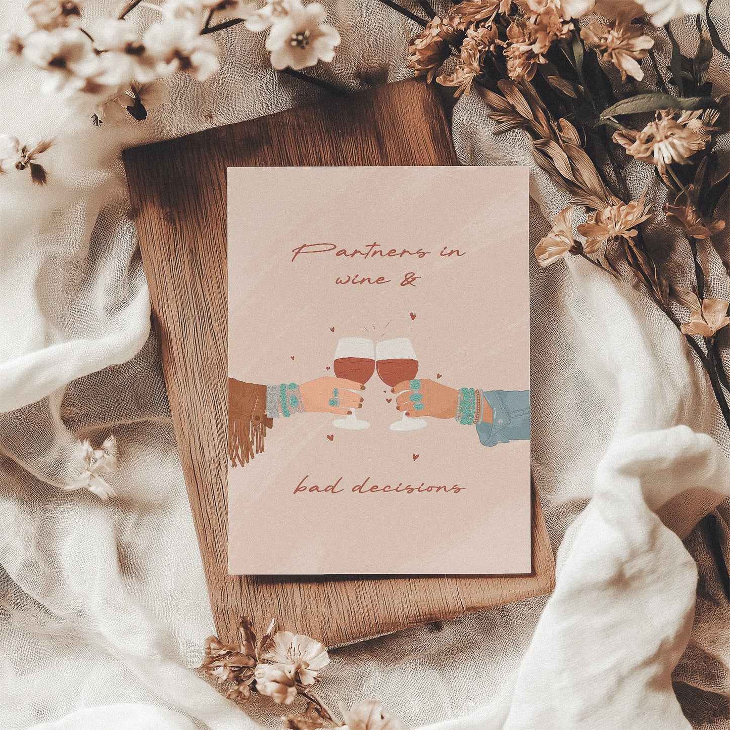 Partners In Wine And Bad Decisions Greetings Card