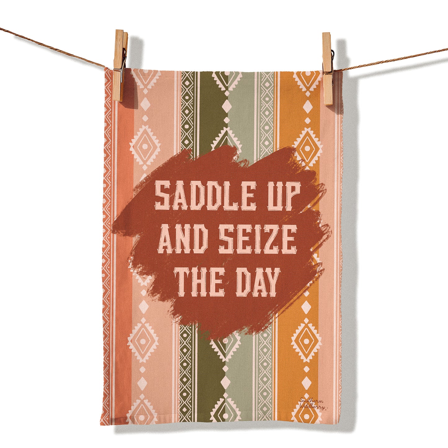 Saddle Up And Seize The Day Tea Towel