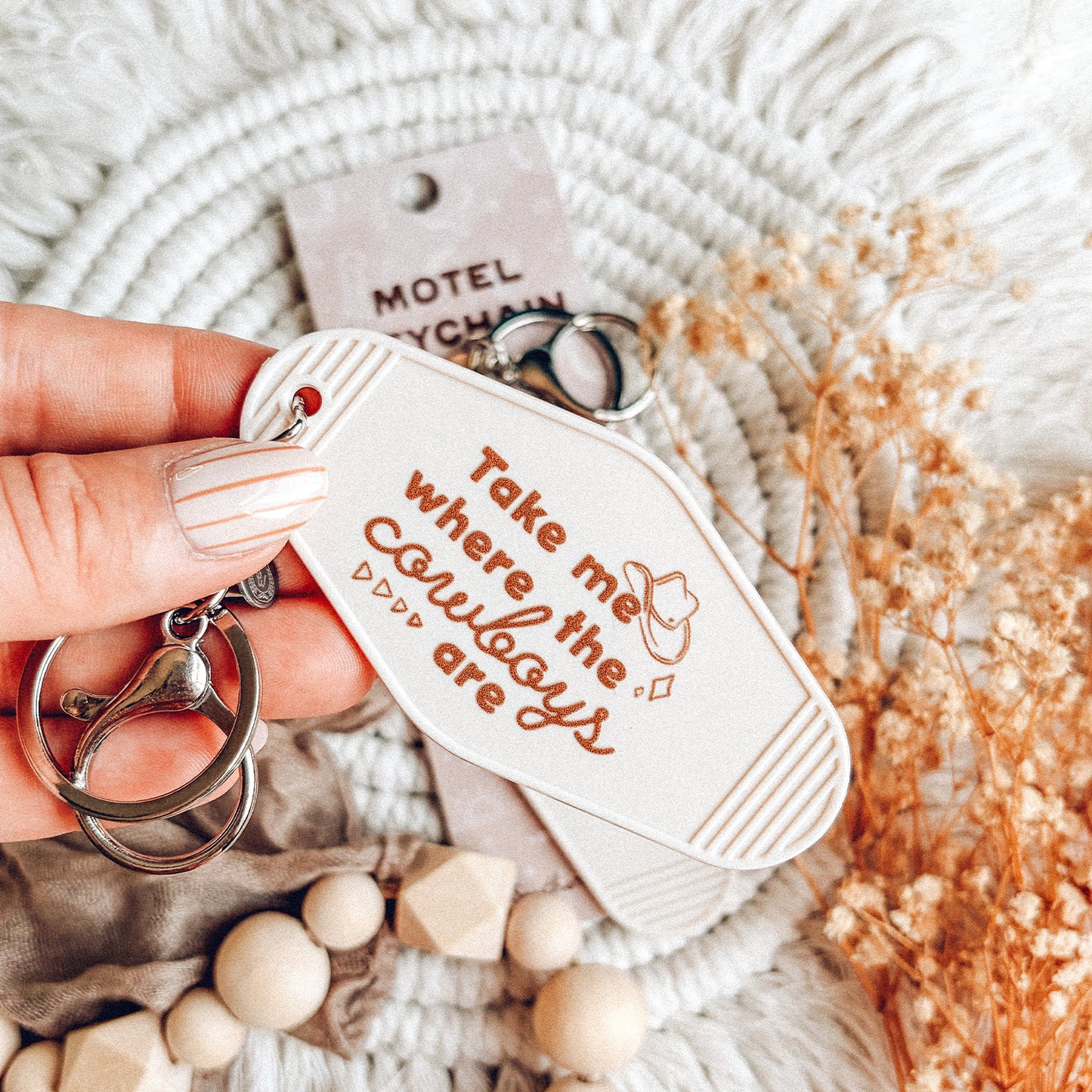 Take Me Where The Cowboys Are Motel Keychain