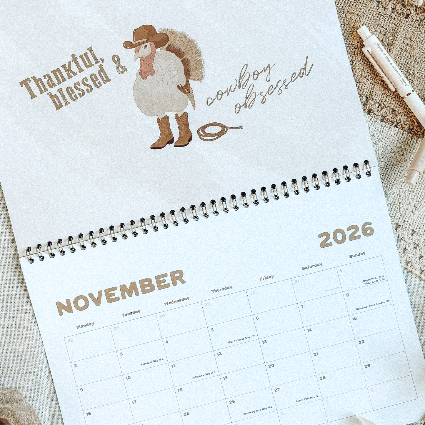 PERFECTLY FLAWED / SECONDS Wall Hanging Calendar 2026