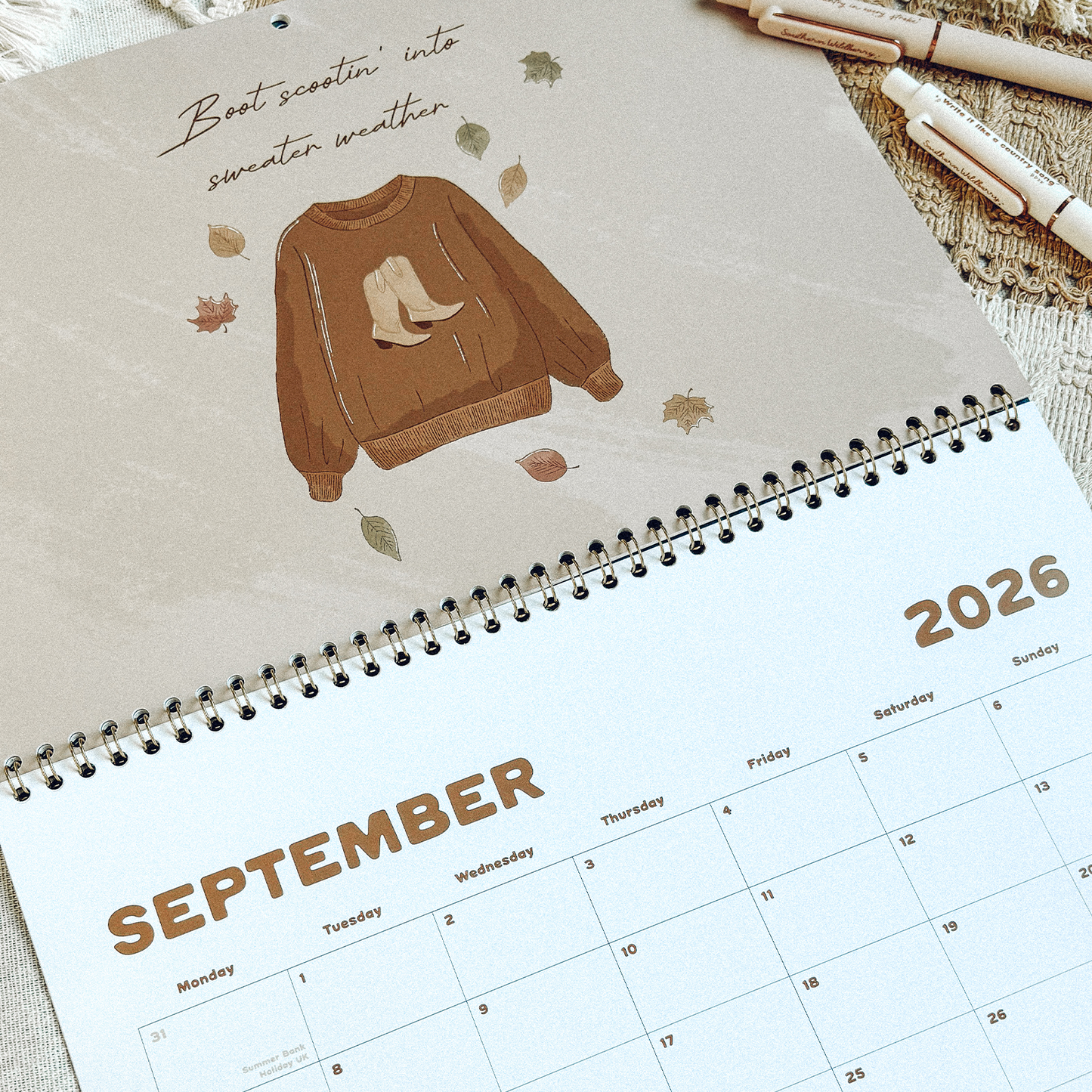 PERFECTLY FLAWED / SECONDS Wall Hanging Calendar 2026