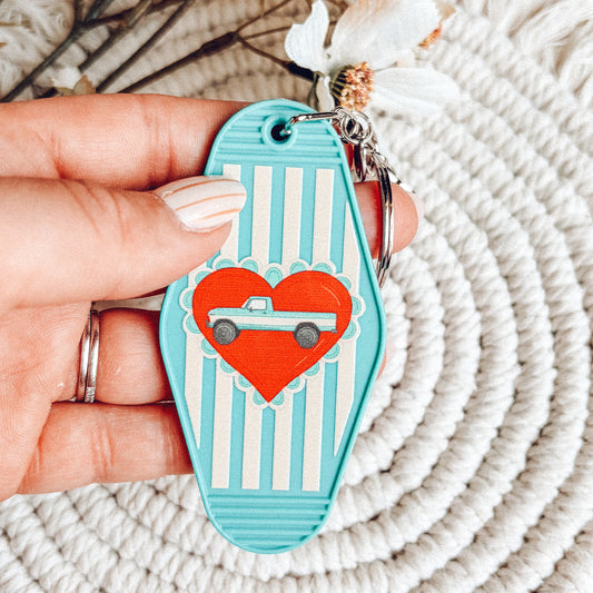 Truck Heart Motel Keychain