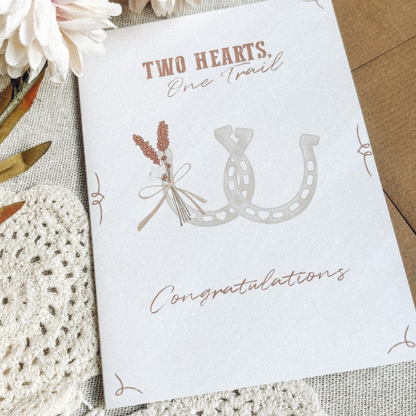 Two Hearts One Trail Greetings Card