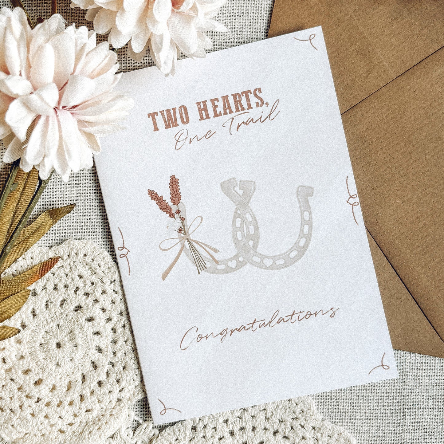 Two Hearts One Trail Greetings Card