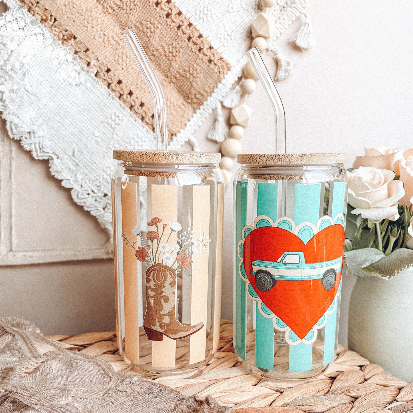 Truck Heart Glass Tumbler