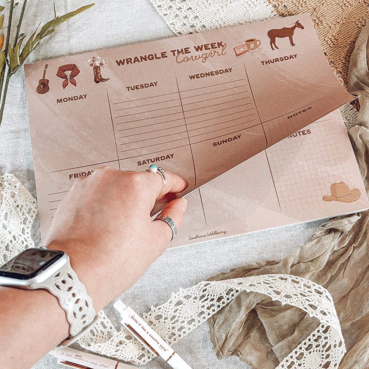 Wrangle Your Week Cowgirl A4 Notepad