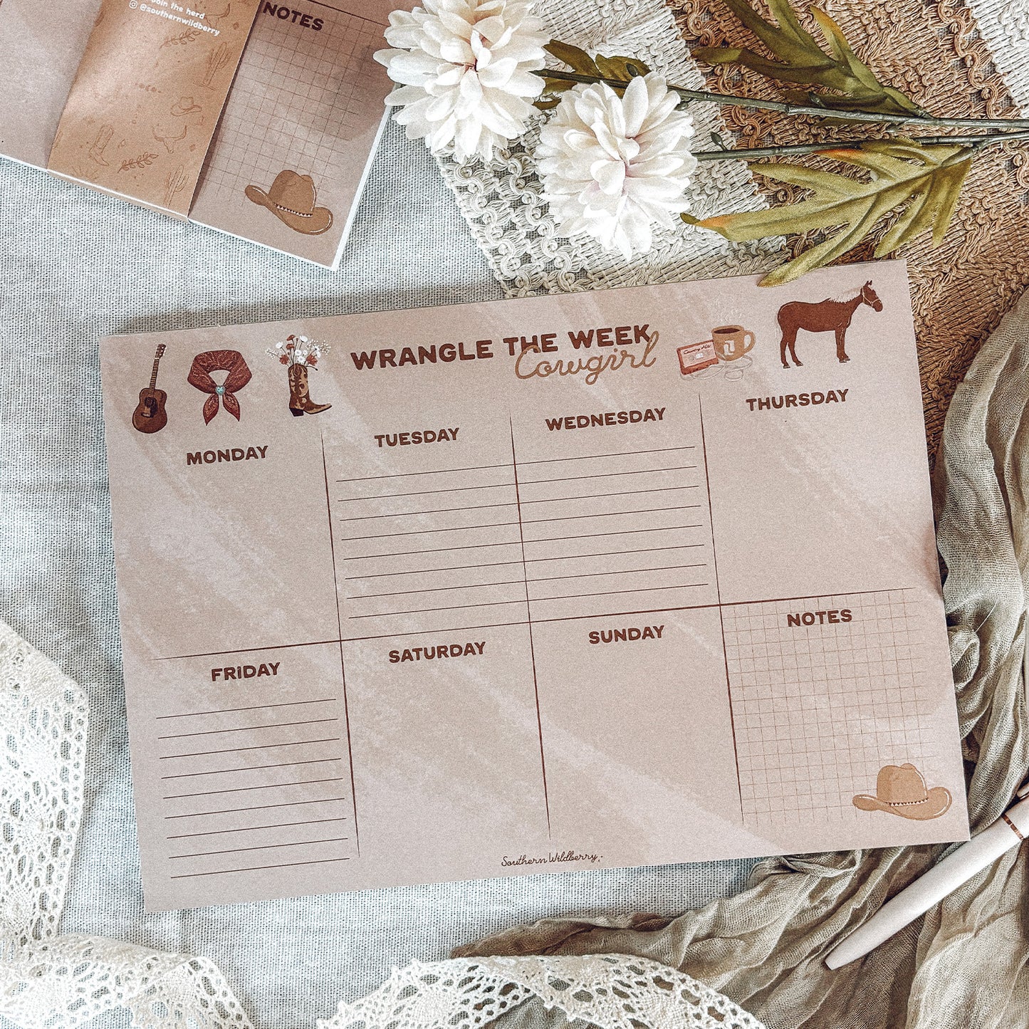 Wrangle Your Week Cowgirl A4 Notepad