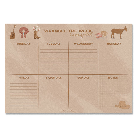 Wrangle Your Week Cowgirl A4 Notepad
